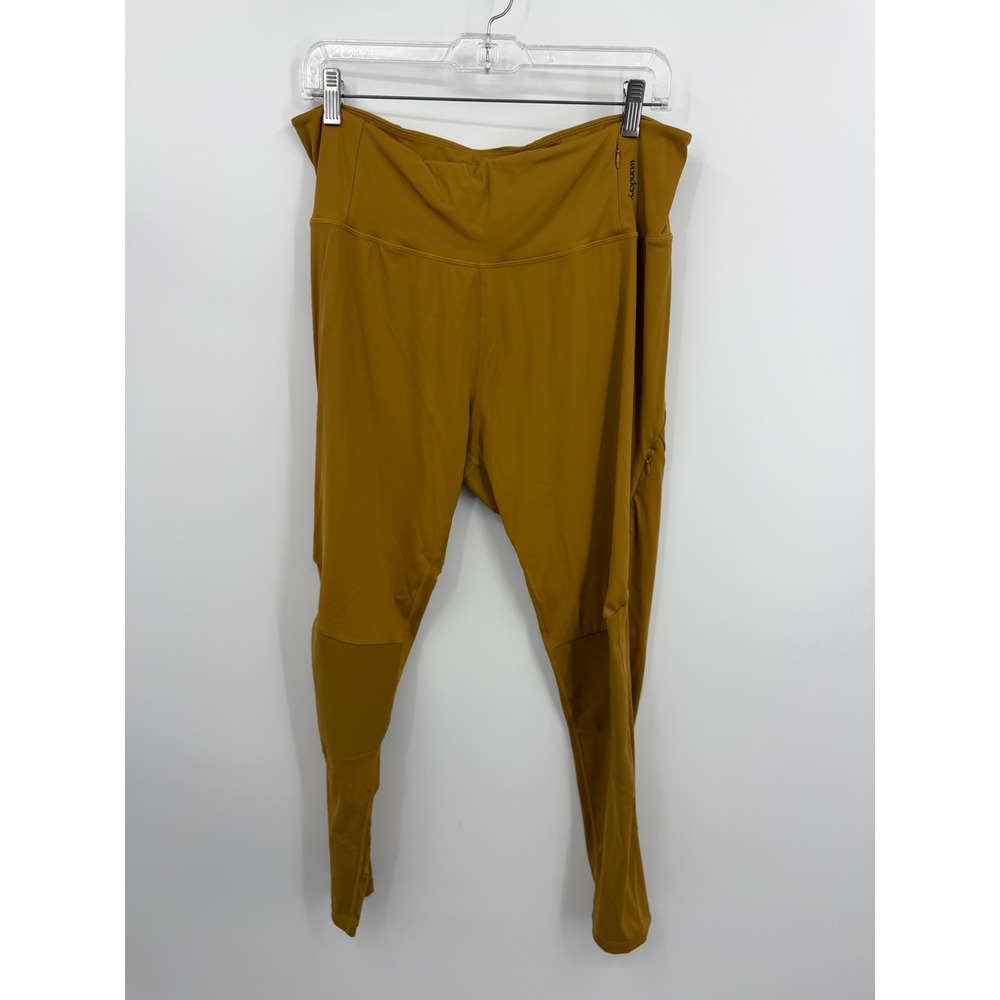 Wondery Isabel 3.0 Hiking Leggings‎ Women XL Mustard Yellow Zipper Pockets Trail